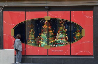 Macy's Christmas Window with Woman