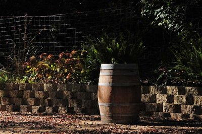 Barrel with Rock Wall