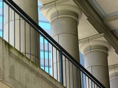Rails & Columns On Blue