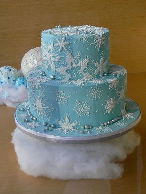Blue Snowflake Cake