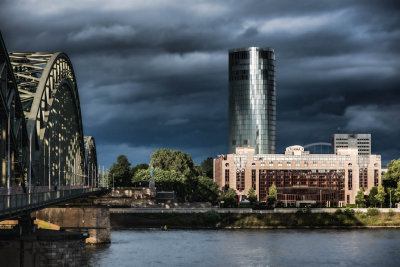 Cologne Hohenzollern Bridge, Hyatt Regency Hotel and LVR Tower