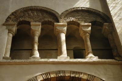 south transept triforium detail with Saxon columns