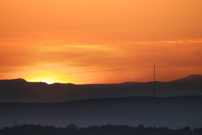 sunset over Welsh hills