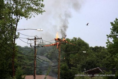 Utility Pole Fire / Anderson Ave / Milford CT / July 2012