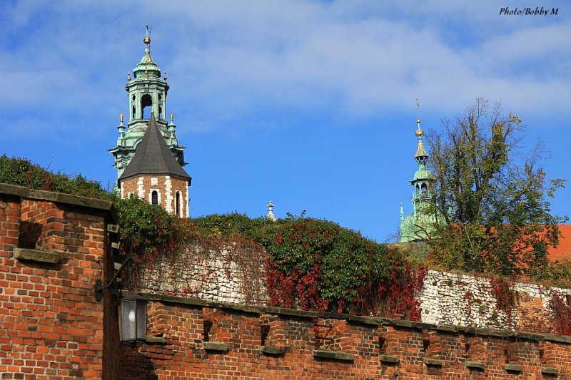 Defensive Wall and Wawel Cathedrals Tower in the Back