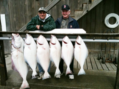 Erin's dad (right) with a nice halibut catch in Alaska , May - McMahon Halibut a.jpg