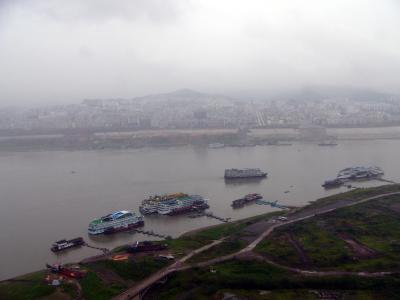 Overlooking the boats from FengDu Ghost City