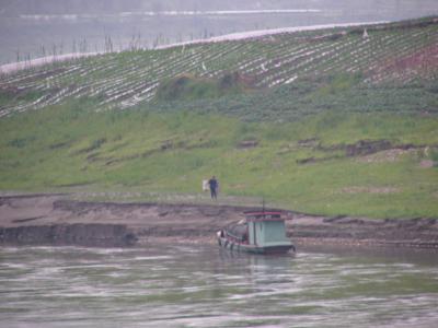 Back on the Yangtze, farmers loading their boat with produce
