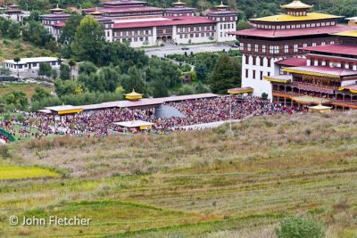 Thimphu Dzong Filled with Festival Attendees