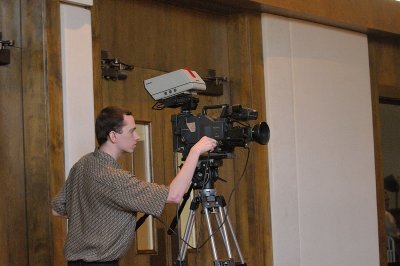 Chris working video at church