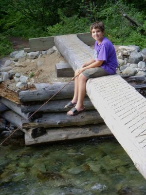 Jack fishing from the bridge