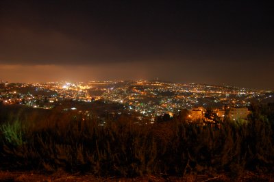 The valley...looking towards the old city from tha Haas promenade, over the Kidron and Hinnom (I think) Valleys.