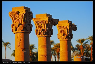 The side pillars in front of the Temple of Hathor 