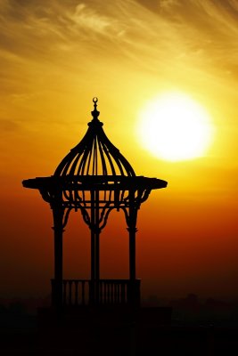 Islamic kiosk at sunset