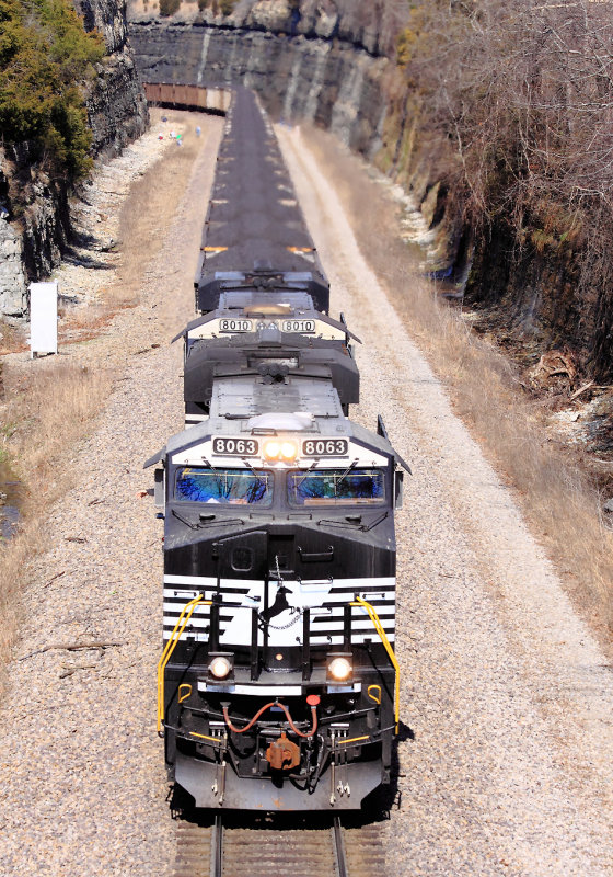 Southbound NS 792 with a pair of new GE ES44ACs (and two more DPU on the rear) climb Kings Mountain