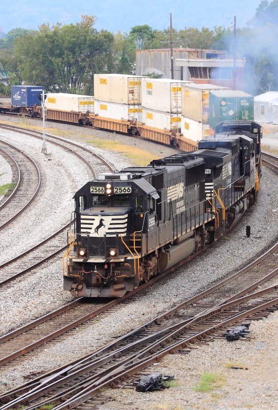 NS 2566 passes CT tower as they enter Debutts Yard