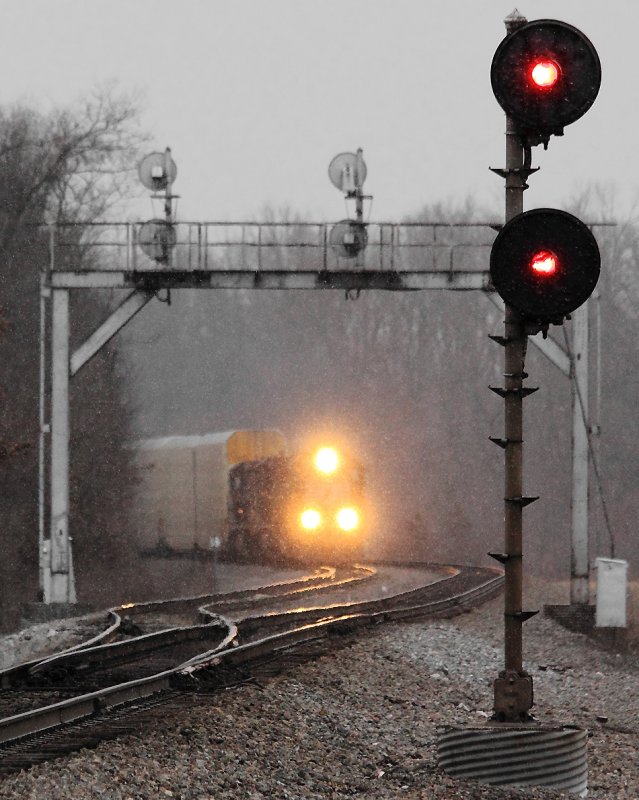 A cold mix of rain and sleet is falling as 223 comes around looking for it at Bowen KY. 