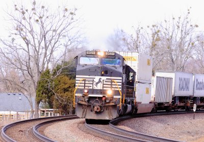 The clouds have rolled in as NS 229 rolls through Science Hill, at a location known as Fairy Curve 