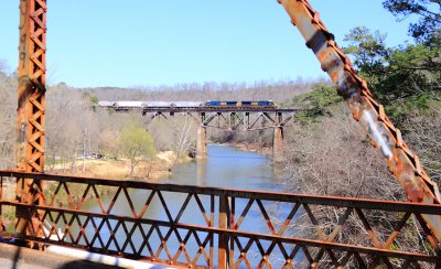 A  Southbound CSX grain train crosses the Mulberry fork of the Black Warrior River 