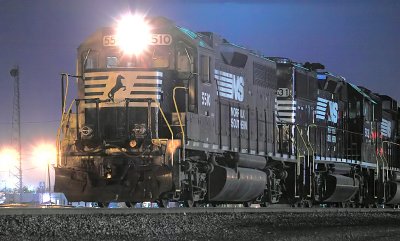 NS 5510 leads a night time local out of Norris 