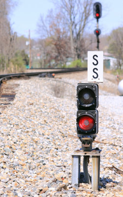 Dwarf and Spring Switch marker, West end of Coal Chute Siding