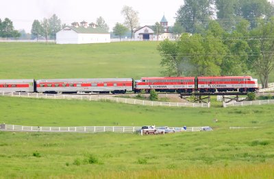 The RJC dinner train, Westbound on the LL Branch behind the world famous Calumet horse farm