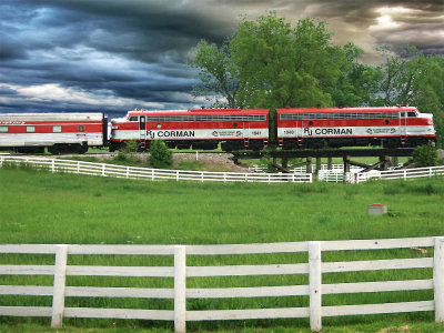 The dinner train returns to Lexington under stormy skys 