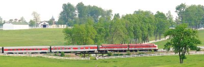 The RJC dinner train, Westbound on the LL Branch behind the world famous Calumet horse farm