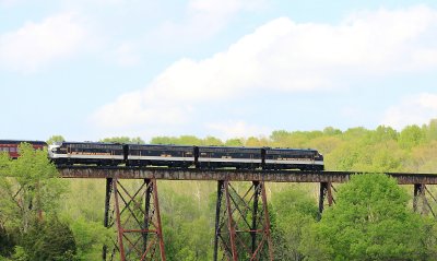 The Outbound NS Derby train crosses Pope Lick bridge 