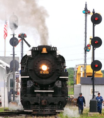NKP 765 departs North Judson depot
