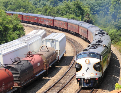 The OCS passes the small yard at Clinton, after crossing over the Clinch  River 