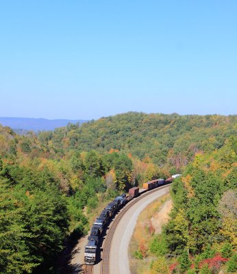 NS 143 climbs through the wide open spaces of Southern Pulaski County 