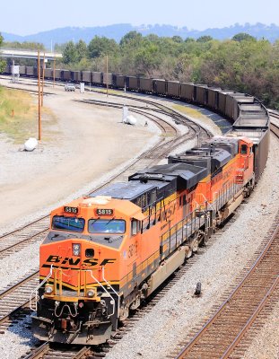 A NS GA coal train with BNSF power at the East End 
