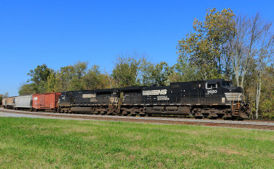 NS 111 holds the main at Waddy, under a deep blue October sky 