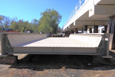 The new ballasted deck span to replace the old bridge over 3rd Street 