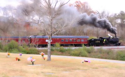 154 makes a fine sight passing through the Mount Olive Cemetery 