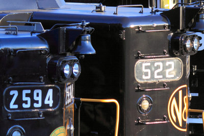 The classic profile of high hood EMD GP30's, on display at the Link Museum 