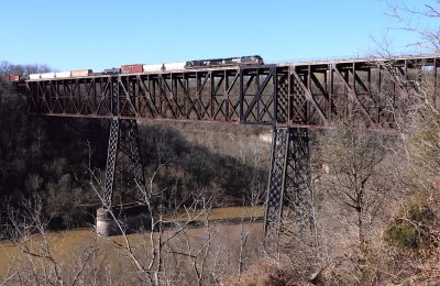 NS 114 crosses High Bridge, 310 feet above the KY River 