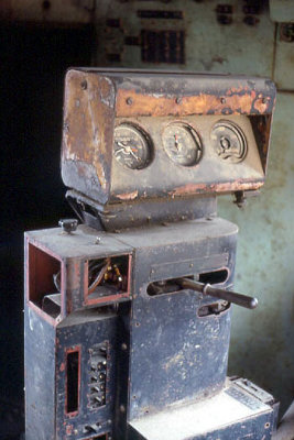 The remains of 1202's unique control stand, with a notchless throttle 