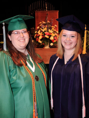 Lindsay Harrod and Sarah Williams at graduation 