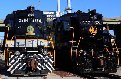 Southern and N&W GP30's at Roanoke. 