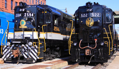 Southern and N&W GP30's at Roanoke.