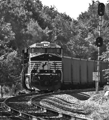 Westbound 891 leaves the siding at West Talmage after meeting 3 Eastbounds 