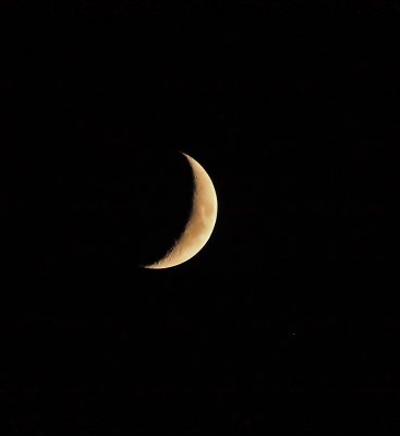 A perfect Crescent moon in the Western Sky 