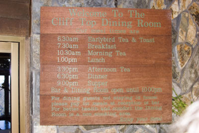Binna Burra Lodge dining schedule
