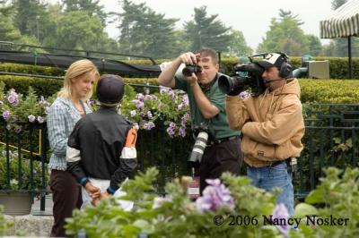 Interviewing the winning jockey - Keeneland Race Track, Kentucky