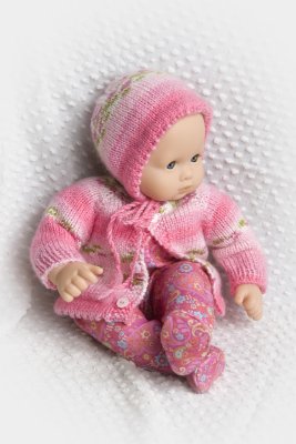 Pink Jacquard Sweater And Bonnet For 15-16 Baby Doll