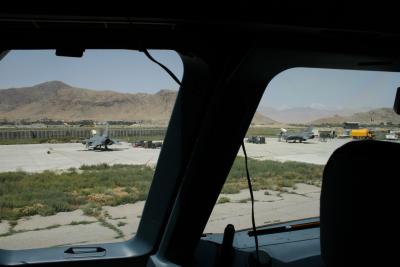 1258 29th June 06 Taxying past the fighters Kabul.JPG