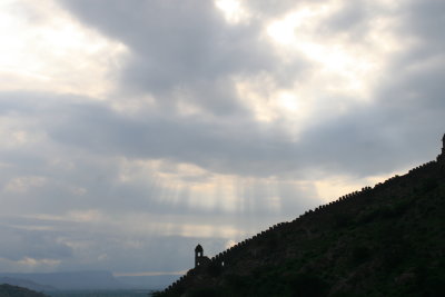 Dawn through the clouds from Amber Fort Jaipur.JPG