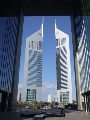 Emirates Towers view from DFM Dubai.JPG